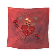 Wonderful Hearts And Rose Square Tapestry (small) by FantasyWorld7