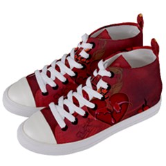 Wonderful Hearts And Rose Women s Mid-top Canvas Sneakers by FantasyWorld7