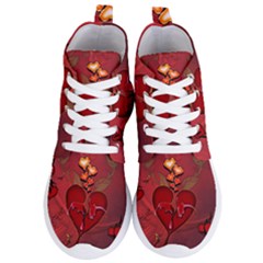 Wonderful Hearts And Rose Women s Lightweight High Top Sneakers by FantasyWorld7