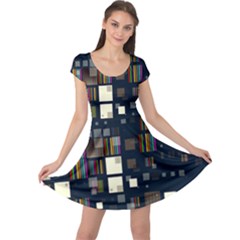 Blocks Pattern Rainbow, Backgrounds Textures Cap Sleeve Dress by Simbadda