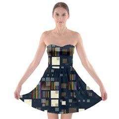 Blocks Pattern Rainbow, Backgrounds Textures Strapless Bra Top Dress by Simbadda