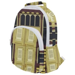 Graphic Door Entry Exterior House Rounded Multi Pocket Backpack