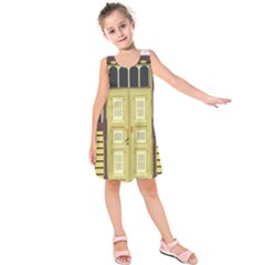 Graphic Door Entry Exterior House Kids  Sleeveless Dress by Simbadda