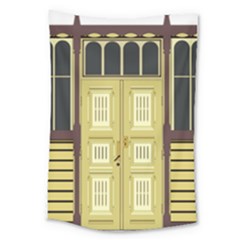 Graphic Door Entry Exterior House Large Tapestry by Simbadda