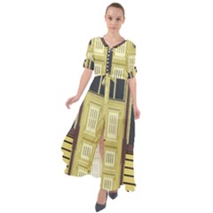 Graphic Door Entry Exterior House Waist Tie Boho Maxi Dress by Simbadda