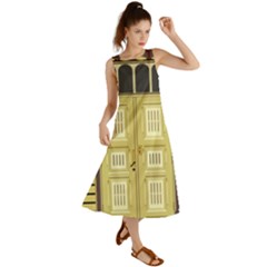 Graphic Door Entry Exterior House Summer Maxi Dress by Simbadda