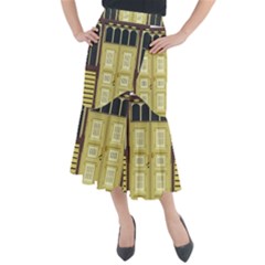 Graphic Door Entry Exterior House Midi Mermaid Skirt by Simbadda