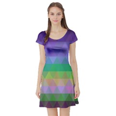 Abstract Texture Triangle Geometric Short Sleeve Skater Dress by Simbadda