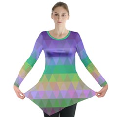 Abstract Texture Triangle Geometric Long Sleeve Tunic  by Simbadda