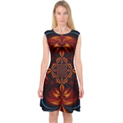 Abstract Art Artwork Fractal Design Capsleeve Midi Dress by Simbadda