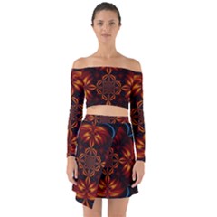 Abstract Art Artwork Fractal Design Off Shoulder Top With Skirt Set by Simbadda