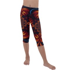 Abstract Art Artwork Fractal Design Kids  Lightweight Velour Capri Leggings  by Simbadda