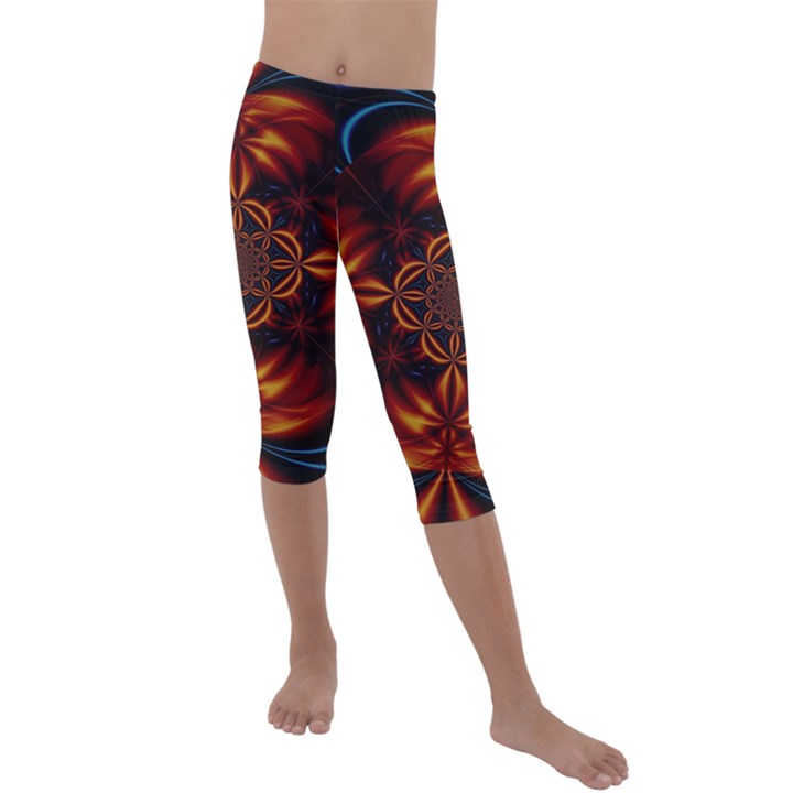 Abstract Art Artwork Fractal Design Kids  Lightweight Velour Capri Leggings 