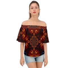 Abstract Art Artwork Fractal Design Off Shoulder Short Sleeve Top by Simbadda