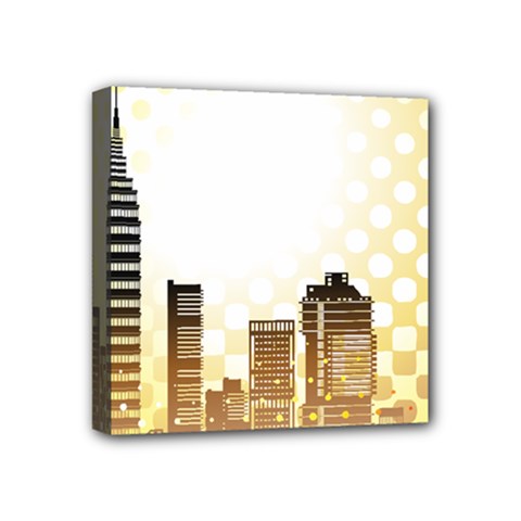 Life Urban City Scene Building Mini Canvas 4  X 4  (stretched) by Simbadda