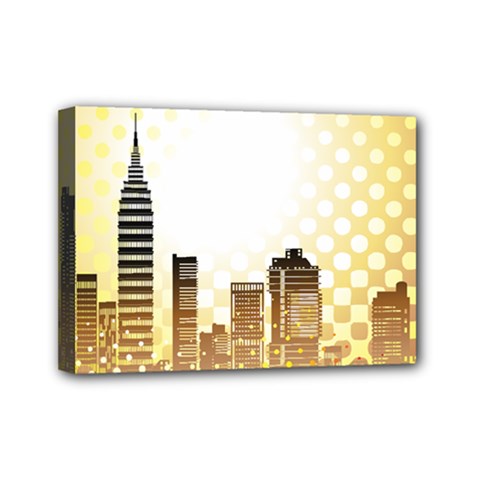 Life Urban City Scene Building Mini Canvas 7  X 5  (stretched) by Simbadda