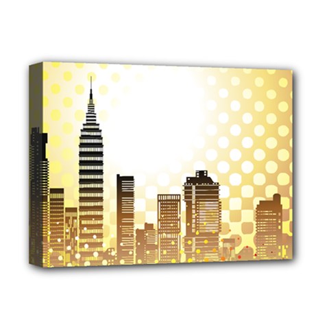 Life Urban City Scene Building Deluxe Canvas 16  X 12  (stretched)  by Simbadda