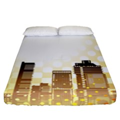 Life Urban City Scene Building Fitted Sheet (queen Size) by Simbadda