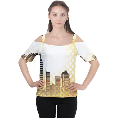 Life Urban City Scene Building Cutout Shoulder Tee by Simbadda