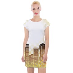 Life Urban City Scene Building Cap Sleeve Bodycon Dress by Simbadda