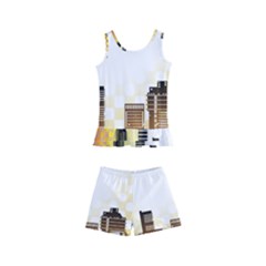 Life Urban City Scene Building Kids  Boyleg Swimsuit by Simbadda