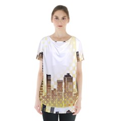 Life Urban City Scene Building Skirt Hem Sports Top by Simbadda