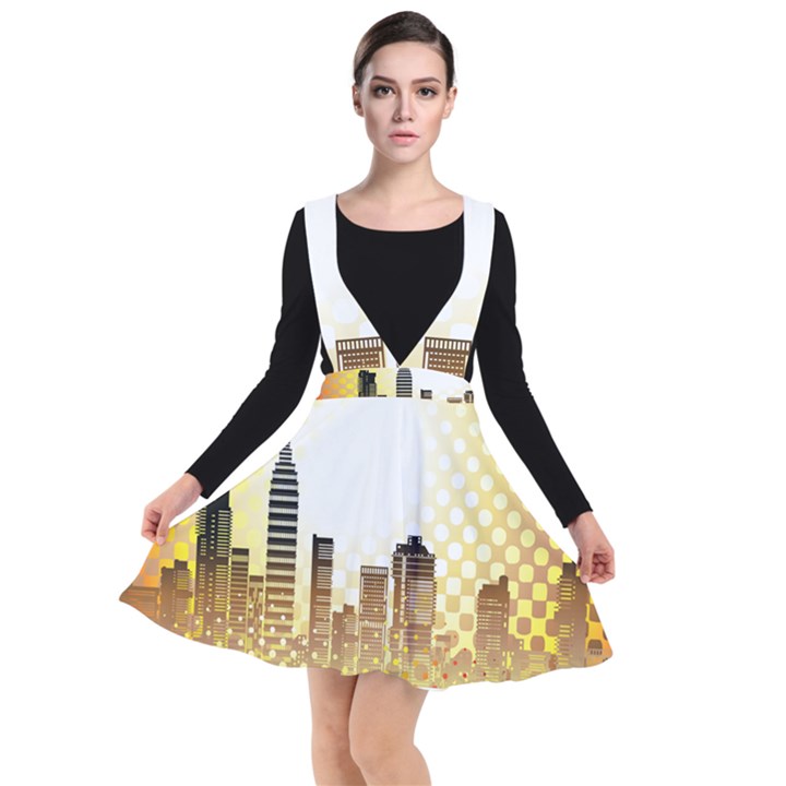 Life Urban City Scene Building Plunge Pinafore Dress