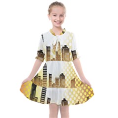 Life Urban City Scene Building Kids  All Frills Chiffon Dress by Simbadda