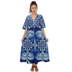 Abstract Art Artwork Fractal Design Kimono Sleeve Boho Dress by Simbadda