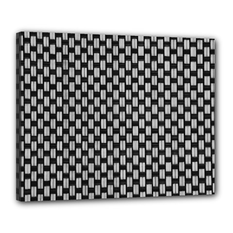 Fabric Black And White Material Canvas 20  X 16  (stretched) by Simbadda