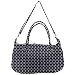 Fabric Black And White Material Removal Strap Handbag by Simbadda