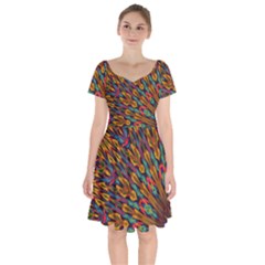 Background Abstract Texture Short Sleeve Bardot Dress by Simbadda