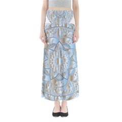 Mandala Floral Line Art Decorative Full Length Maxi Skirt by Simbadda