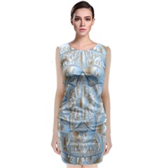 Mandala Floral Line Art Decorative Classic Sleeveless Midi Dress by Simbadda