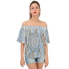 Mandala Floral Line Art Decorative Off Shoulder Short Sleeve Top