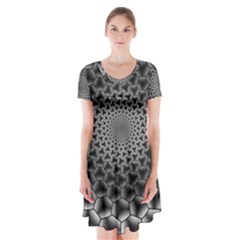 Pattern Abstract Graphic District Short Sleeve V-neck Flare Dress