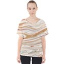 Brown And Yellow Abstract Painting V-Neck Dolman Drape Top View1