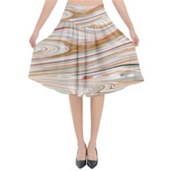 Brown And Yellow Abstract Painting Flared Midi Skirt by Simbadda