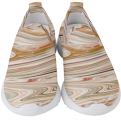 Brown And Yellow Abstract Painting Kids  Slip On Sneakers by Simbadda