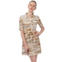 Brown And Yellow Abstract Painting Belted Shirt Dress View1