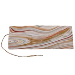 Brown And Yellow Abstract Painting Roll Up Canvas Pencil Holder (s)