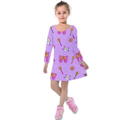 Moon Kids  Long Sleeve Velvet Dress