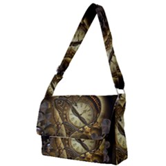 Wonderful Elegant Steampunk Heart, Beautiful Clockwork Full Print Messenger Bag by FantasyWorld7