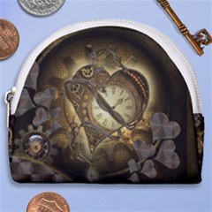 Wonderful Elegant Steampunk Heart, Beautiful Clockwork Horseshoe Style Canvas Pouch by FantasyWorld7