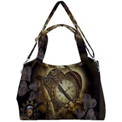 Wonderful Elegant Steampunk Heart, Beautiful Clockwork Double Compartment Shoulder Bag by FantasyWorld7