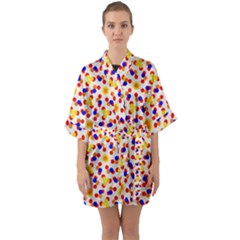 Polka Dot Party Half Sleeve Satin Kimono  by VeataAtticus