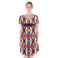 K 8 Short Sleeve V-neck Flare Dress