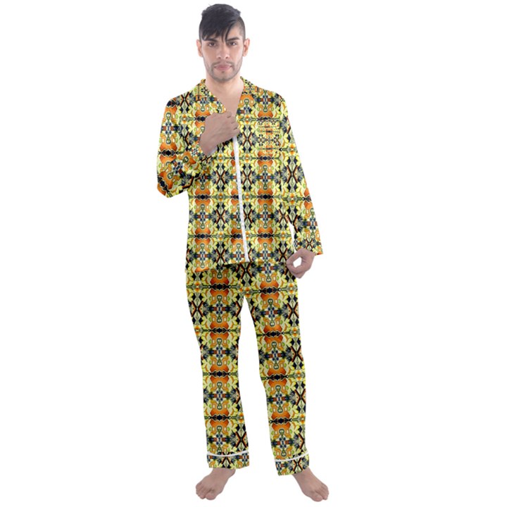 L 1 Men s Satin Pajamas Long Pants Set