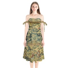 L 5 Shoulder Tie Bardot Midi Dress by ArtworkByPatrick