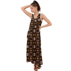 L 6 V-neck Chiffon Maxi Dress